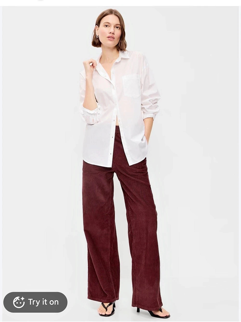 Old Navy High-Waisted Corduroy Wide-Leg Pants Burgundy